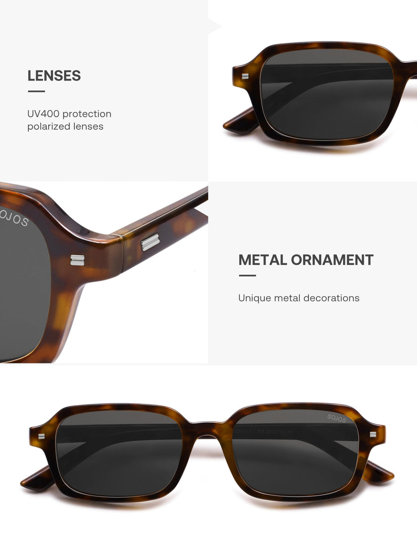SOJOS Trendy Rectangle Polarized Sunglasses Womens Mens, Small Retro Fashion Thin Slim Square Sunnies SJ2610, Brown Tortoise/Grey 🍁 All In One Marketplace Canada