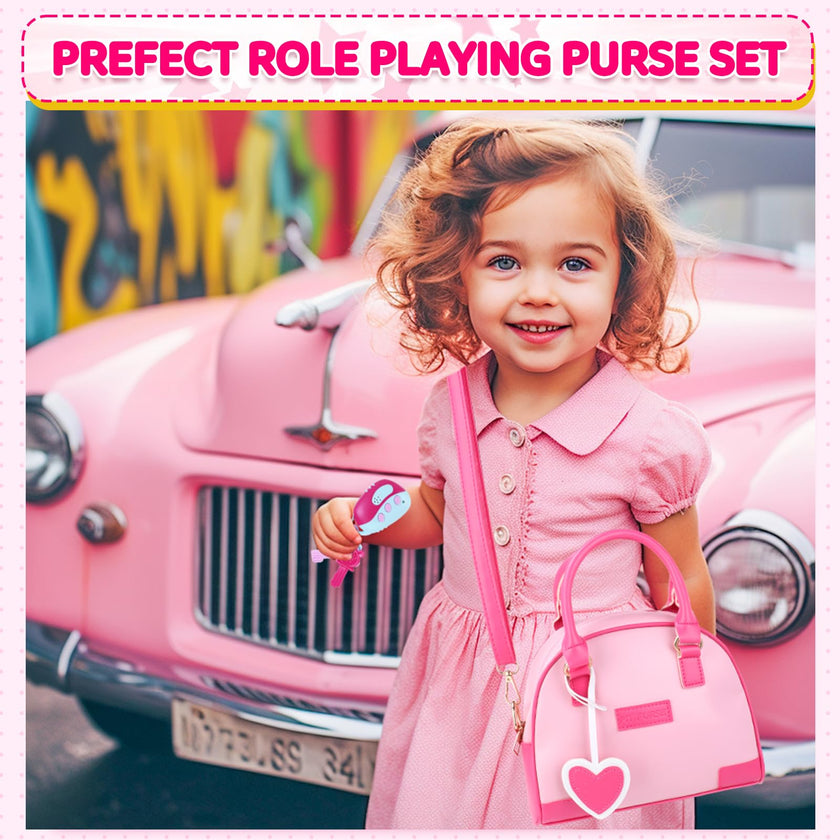 INNOCHEER Little Girls Purse, Kids Toy Purse with Pretend Makeup, Play Purse for Little Girls, Pretend Play Toddler Purse, Birthday Christmas Princess Gifts Toys for Girls 3 4 5 6 7 8 Year Old 🍁 All In One Marketplace Canada