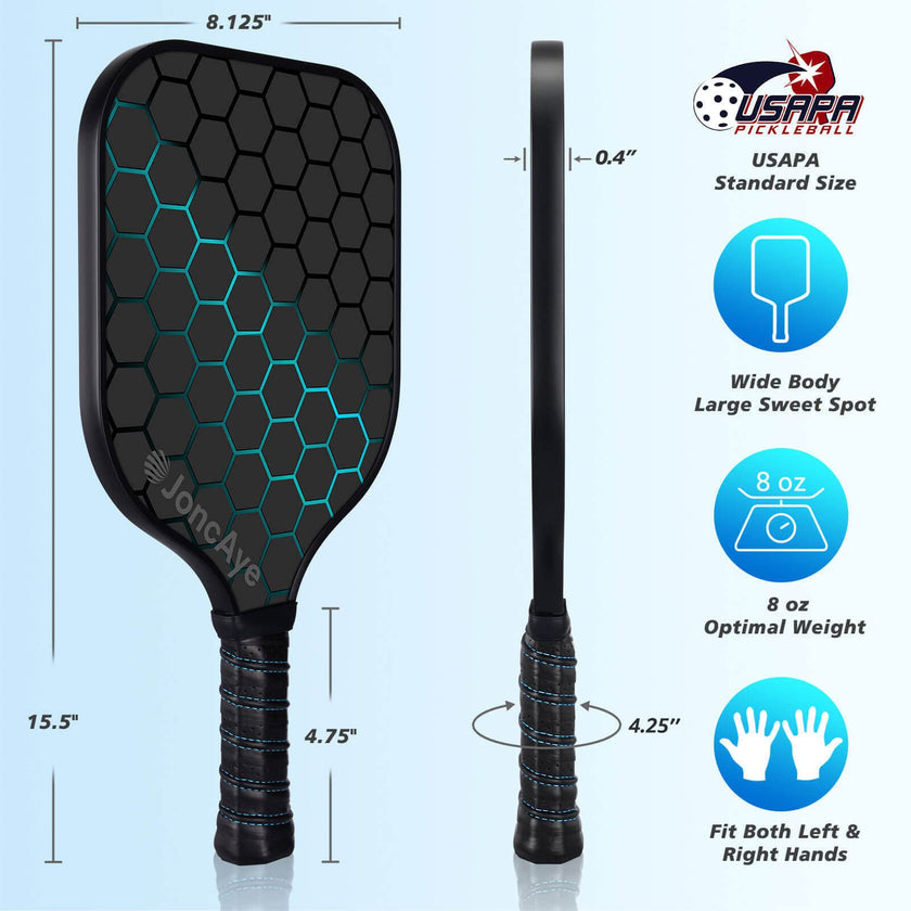 JoncAye Pickleball Paddles Set of 4 Rackets and Balls with Paddle Case, Lead Tape, Ball Bag, Carbon Fiber Pickle-Ball Raquette for Beginner | USAPA Approved Pickleball Equipment with Accessories 🍁 All In One Marketplace Canada