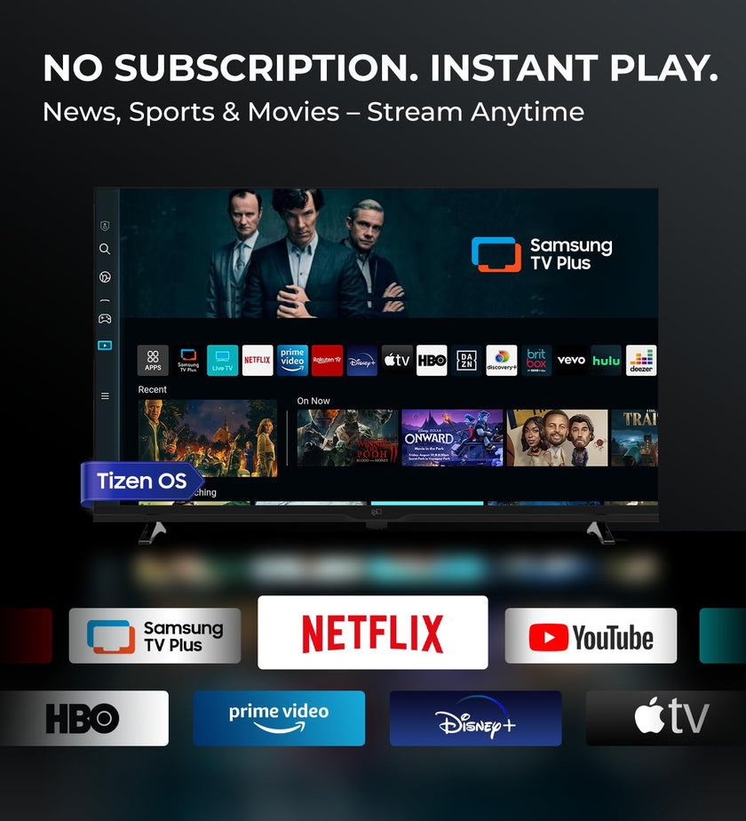 FPD 32 Inch Smart TV 720p HD Powered by Tizen OS Compatible with Samsung TV Plus, Dolby Audio, HDR 10, Gaming Hub, SmartThings, Voice Control, Built-in Miracast, Flat Screen Television (AT32-P1, 2026) 🍁 All In One Marketplace Canada