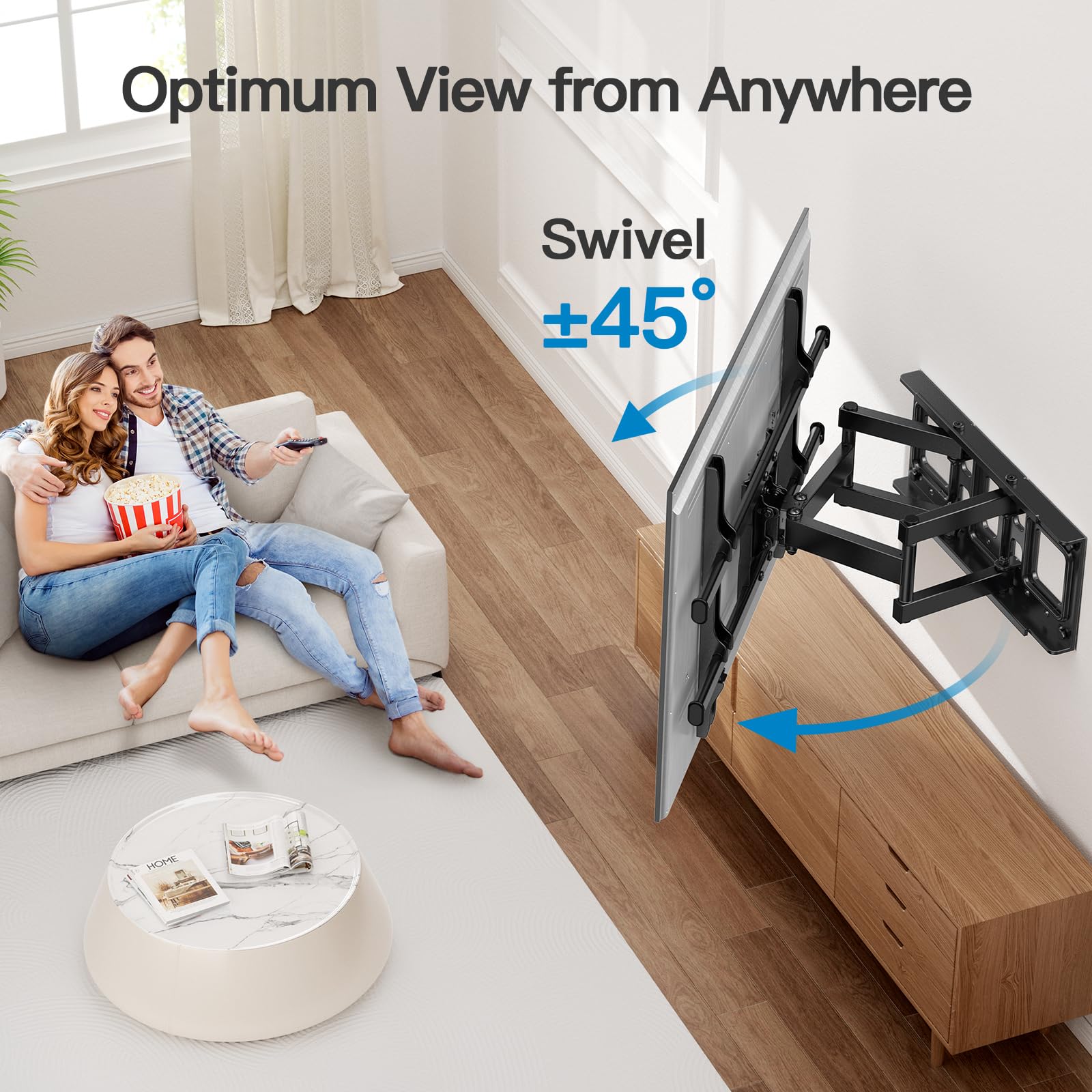 Pipishell Full Motion TV Wall Mount for 37-84
