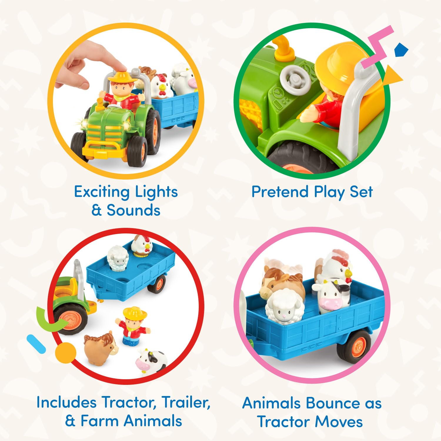 Battat Farming Fun Tractor, Lights and Sounds Farm Toy, 7 Pieces, Toddler 🍁 All In One Marketplace Canada