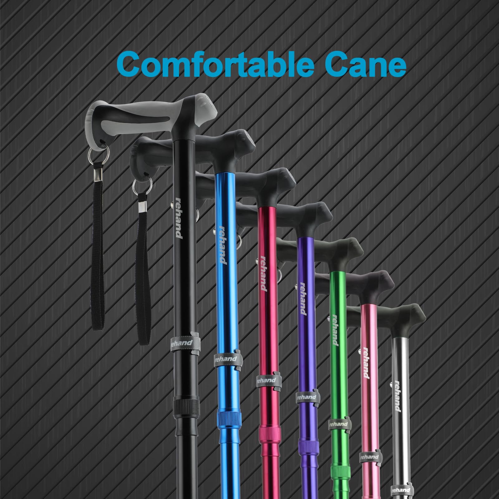 REHAND Walking Cane - Foldable, Adjustable, Collapsible Walking Canes for Men & Women, Heavy Duty All Terrain Tip, with Travel Bag | Walking Sticks for Seniors & Adults (Natural Black) 🍁 All In One Marketplace Canada
