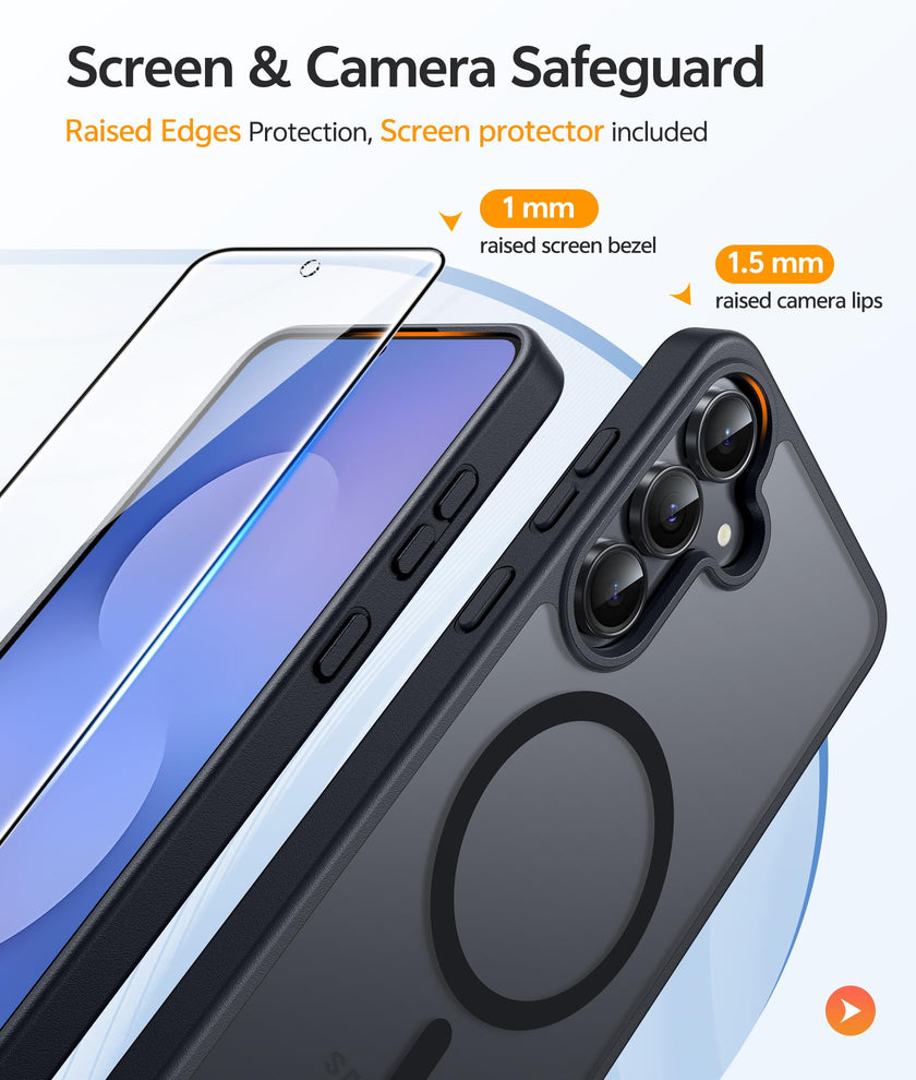 FNTCASE for Samsung-Galaxy S25 FE Case: Magnetic Translucent Matte Military Grade Drop Proof Protection Cell Phone Cover - Slim Rugged Durable Shockproof Protective Cases (Black 6.7 inch) 🍁 All In One Marketplace Canada