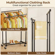 HYSEYY Double Rods Clothing Rack, Rolling Clothes Rack, Metal Garment Rack with 4 Lockable Wheels & Storage Shelf, Sturdy Coat Rack for Bedroom, Laundry, Living Room - 160H x 113W x 42D cm (Black) 🍁 All In One Marketplace Canada