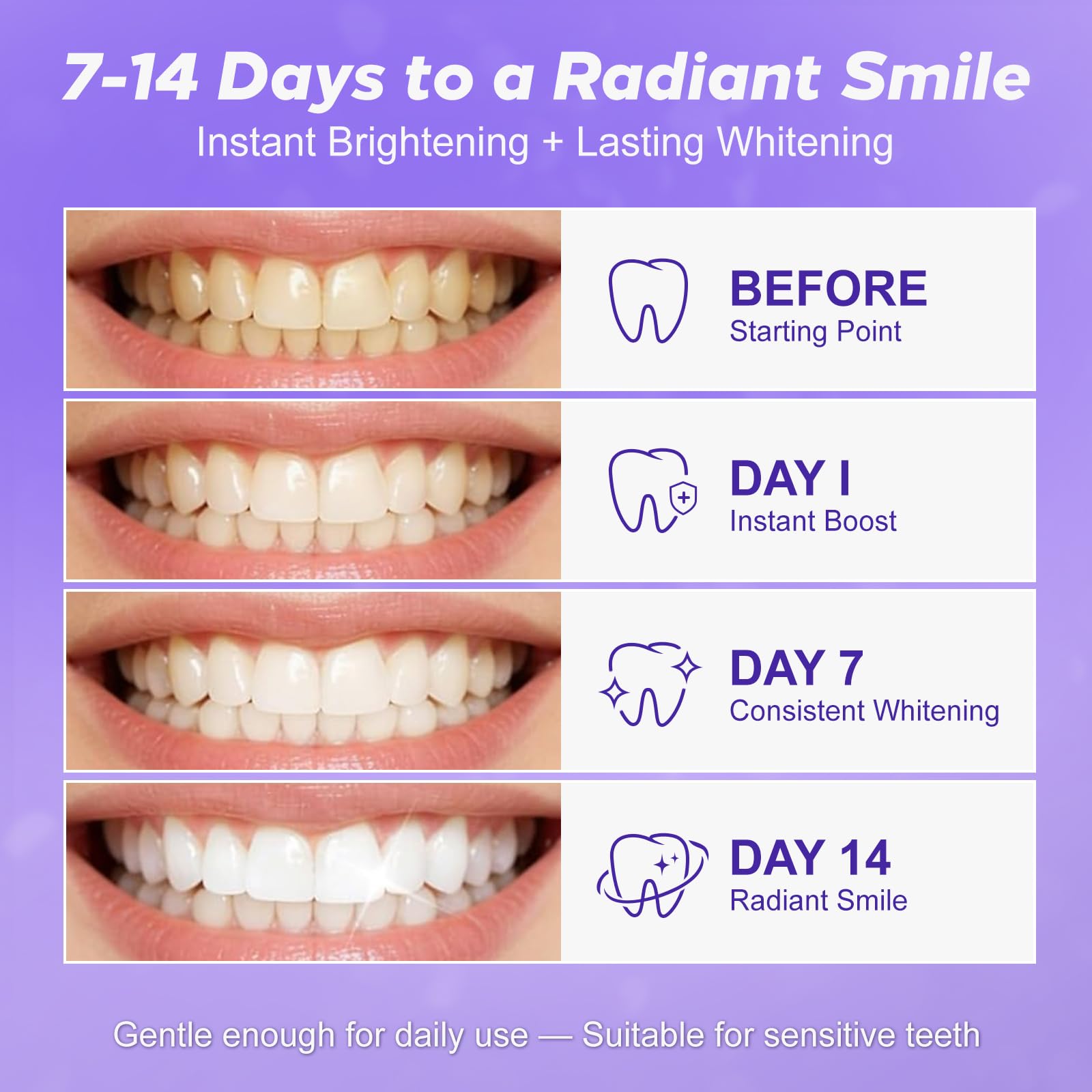 Purple Teeth Whitening Strip 20 Non-Slip Strips - Whitening for Teeth Sensitive, Professional Teeth Whitening Strips, Fast Remove Smoking, Coffee, Wine Stains, Teeth Whitening Kit Pack 🍁 All In One Marketplace Canada