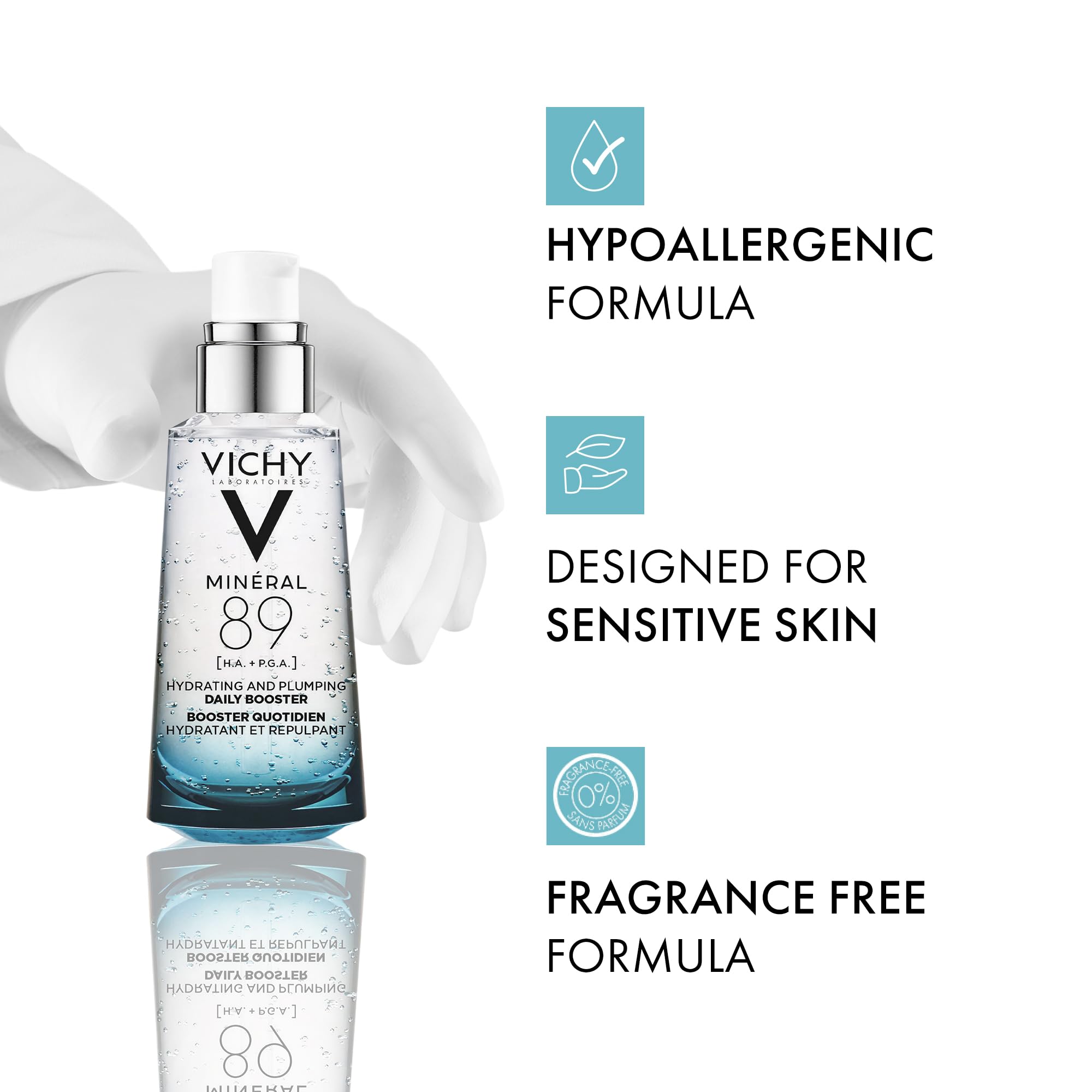 Vichy Hydrating Hyaluronic Acid Serum, Mineral 89 Serum and Daily Skin Booster with Natural Origin Hyaluronic Acid, Hydrates and Strengthens Sensitive Skin, 50mL 🍁 All In One Marketplace Canada