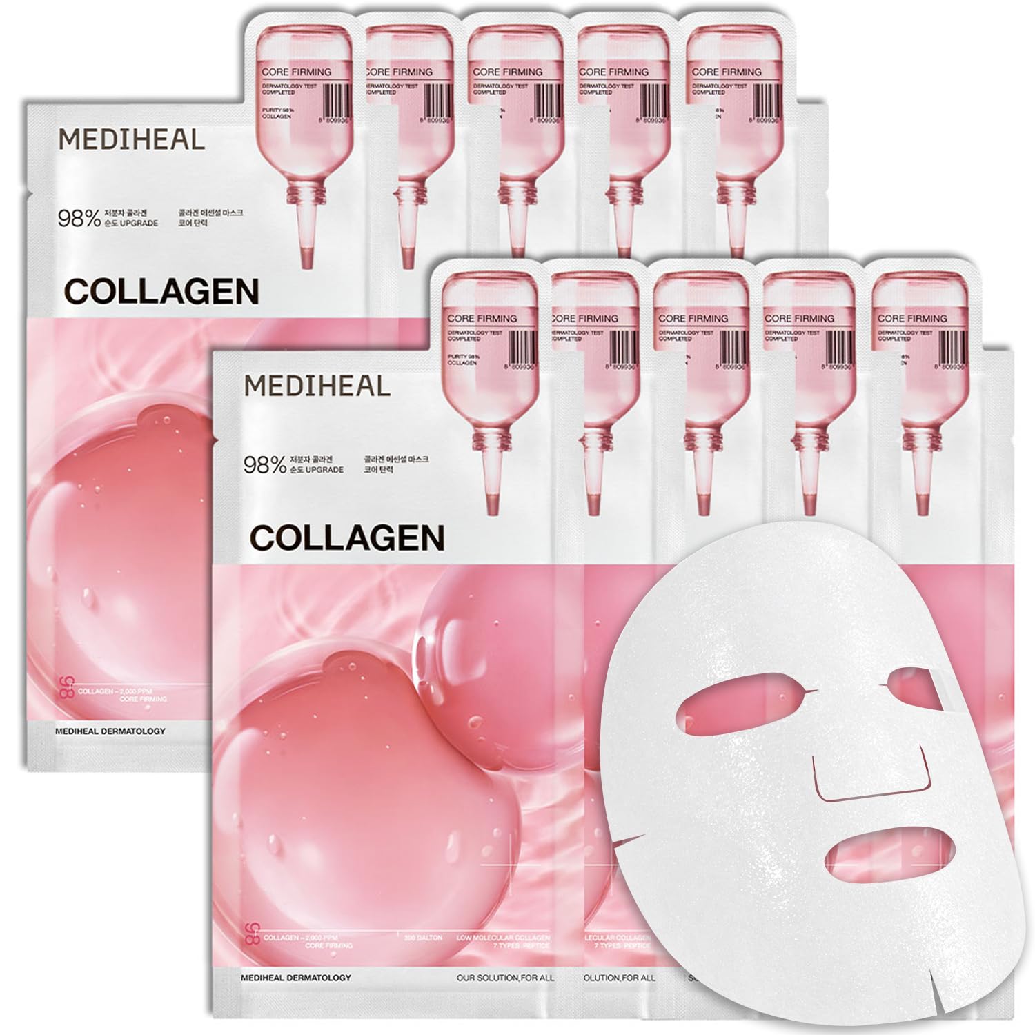 MEDIHEAL Collagen Essential Face Mask - Firming & Elasticity with Vegan Collagen, Peptides & Hyaluronic Acid, Deep Hydrating Korean Skincare for Dry & Wrinkle Skin (10 Sheets) 🍁 All In One Marketplace Canada
