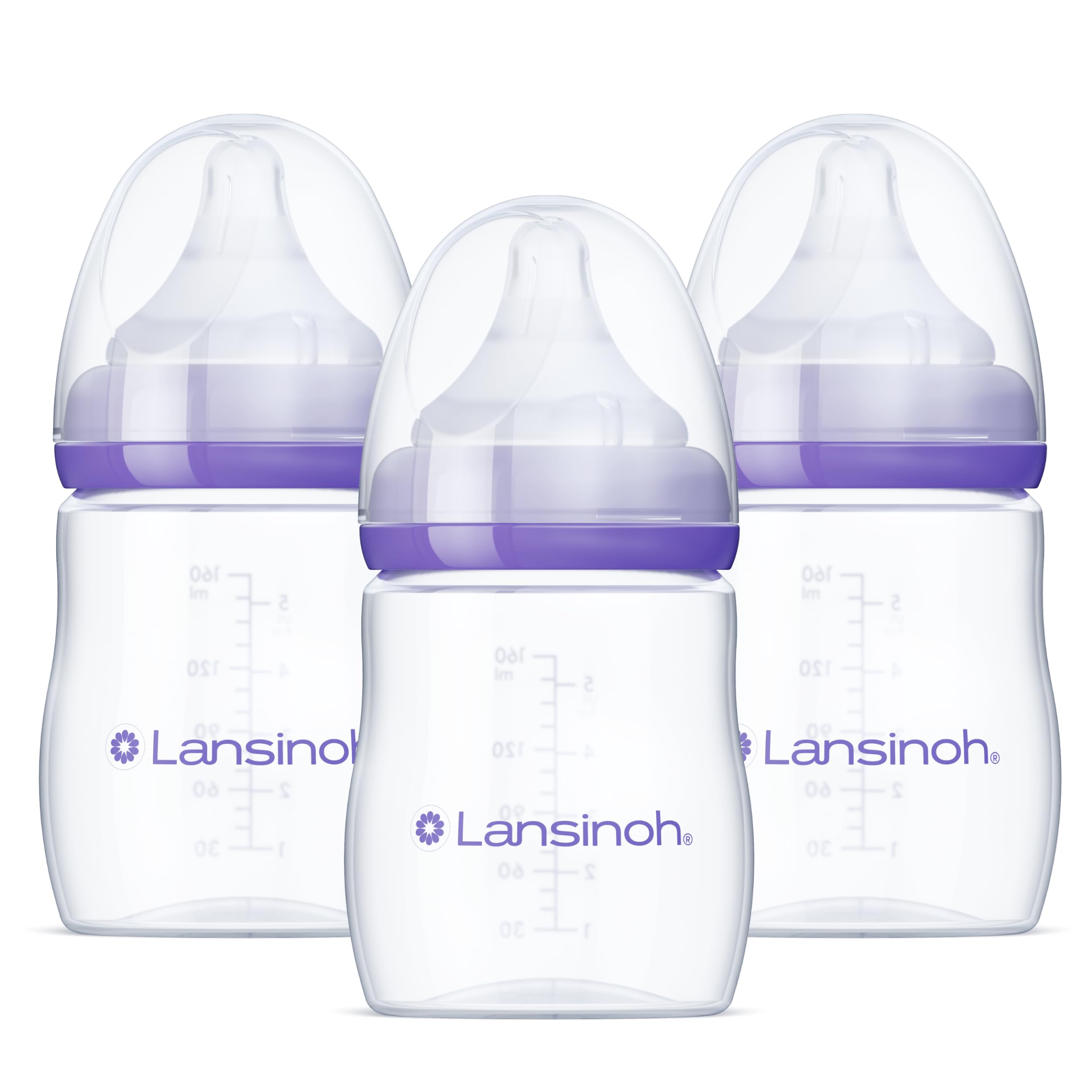Lansinoh Anti-Colic Baby Bottles for Breastfeeding Babies, 5 Ounces, 3 Count, Includes 3 Slow Flow Nipples, Size S 🍁 All In One Marketplace Canada
