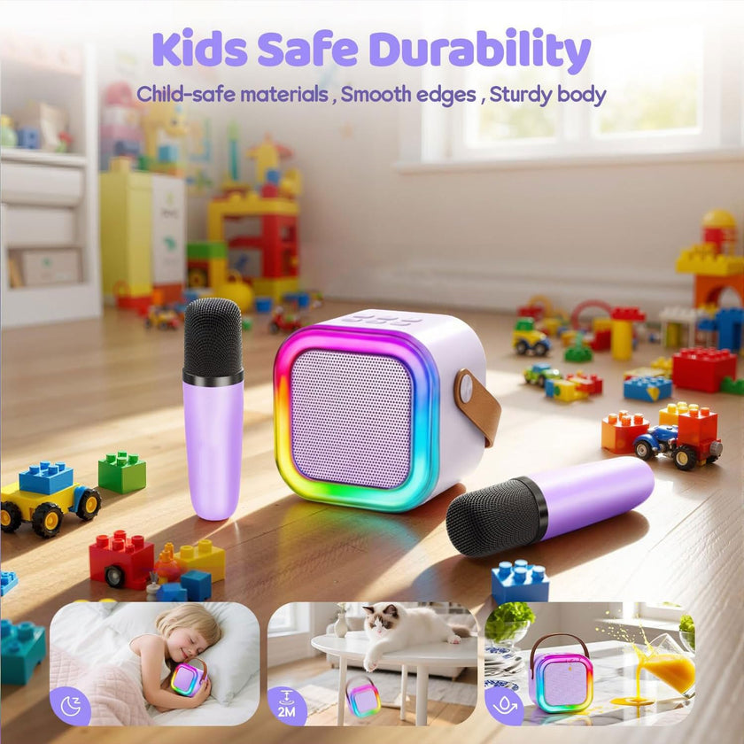 IROO Mini Karaoke Machine for Kids, 2026 TOP Kids Toys Birthday Gifts Ideas for Girls Boys Ages 3-12+ Years Old, Portable Bluetooth Speaker with 2 Wireless Mics, Noisemaker Toys for Party(Purple) 🍁 All In One Marketplace Canada