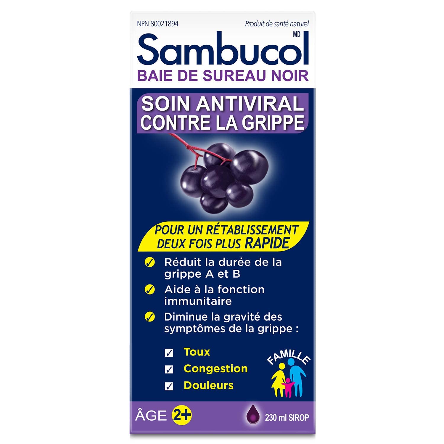 Sambucol Black Elderberry Anti-Viral Flu Care | Quickly Relieves Cold & Flu Symptoms | Immune Support & Antioxidant | Ideal for Families | Syrup, 230 mL, blue 🍁 All In One Marketplace Canada