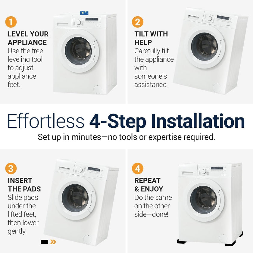 Anti Vibration Pads Washing Machine and Dryer (Set of 4) - Universal Washer Anti Vibration Pads with HexiGrip™ - Washing Machine Accessories & Leveling Pads - Vibration Dampening Mat 🍁 All In One Marketplace Canada