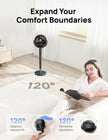 Dreo Fan for Bedroom, 120° Oscillating Standing Fans, Quiet Floor Fan with DC Motor, 100ft Pedestal Fans for Room, 9 Speeds, 4 modes, 20dB, 120° Manual Vertical, 37-42