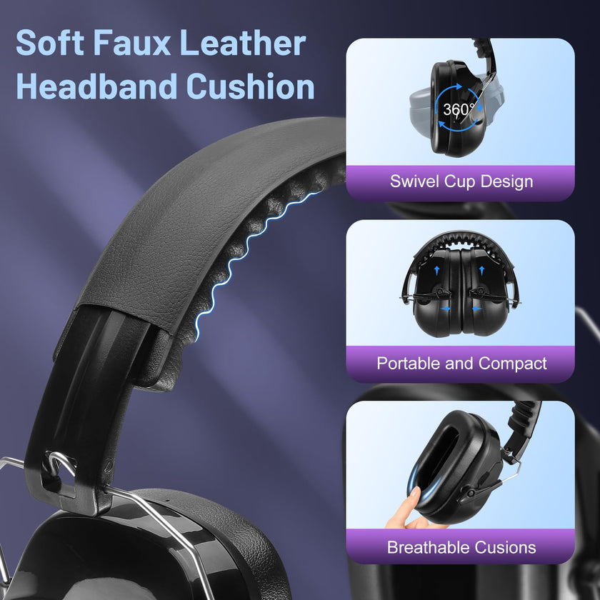Floriogra 2 Pack Ear Protection Ear Muffs Noise Reduction, SNR 35dB Hearing Protection Earmuffs, Noise Cancelling Ear Muffs, Noise Cancelling Headphones for Autism,for Shooting, Mowing, Hunting 🍁 All In One Marketplace Canada