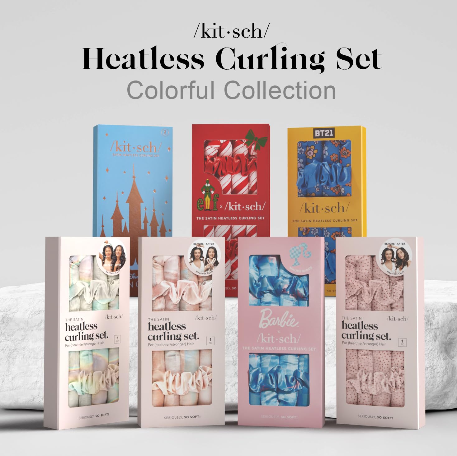 Kitsch Satin Heatless Curlers Set – Heatless Curls Overnight w/ 34