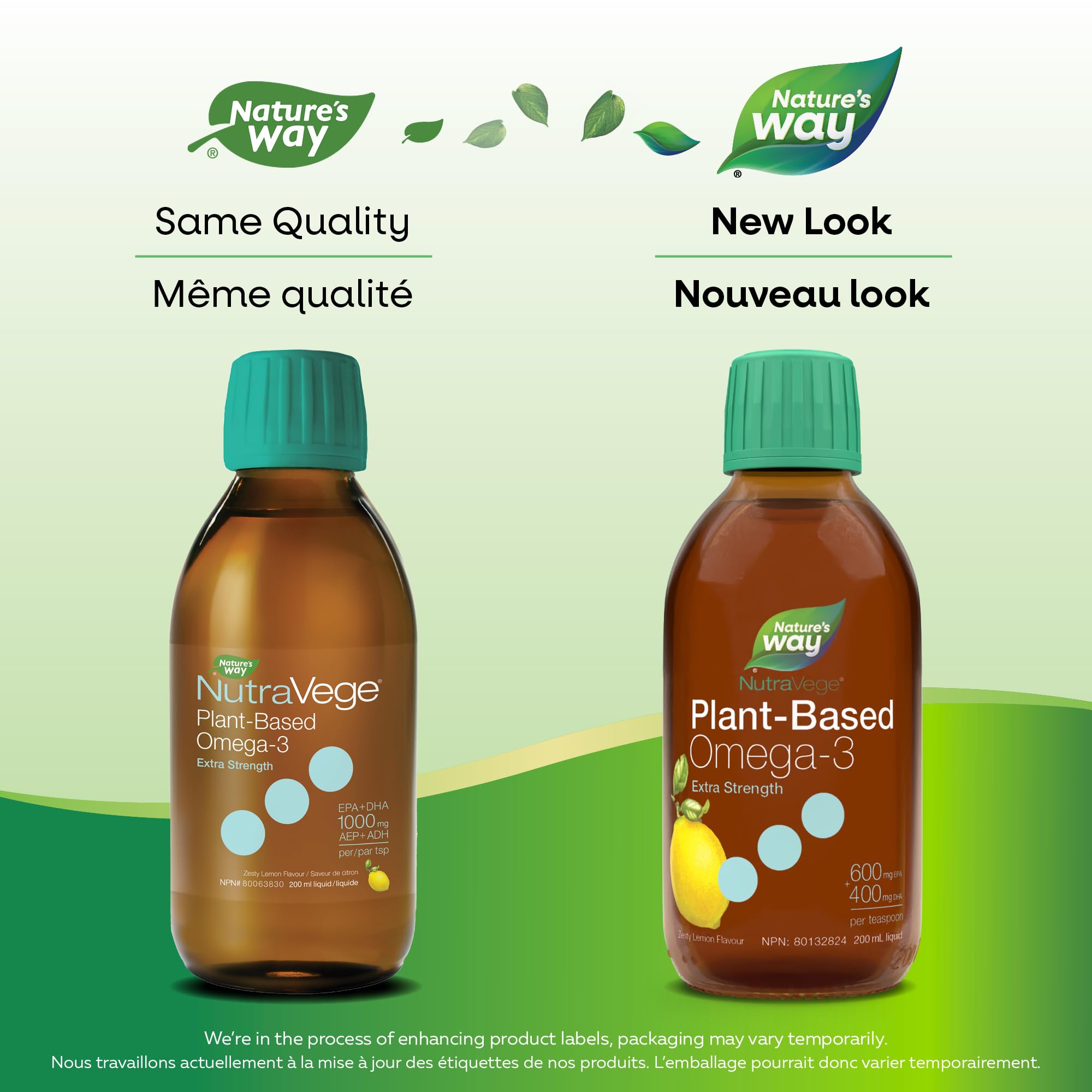 Nature's Way NutraVege Plant-based Omega 3 Supplement, Extra Strength Formula, Vegetarian, EPA + DHA from Algal Oil, Vegan, Lemon Flavour, 200 mL Liquid 🍁 All In One Marketplace Canada