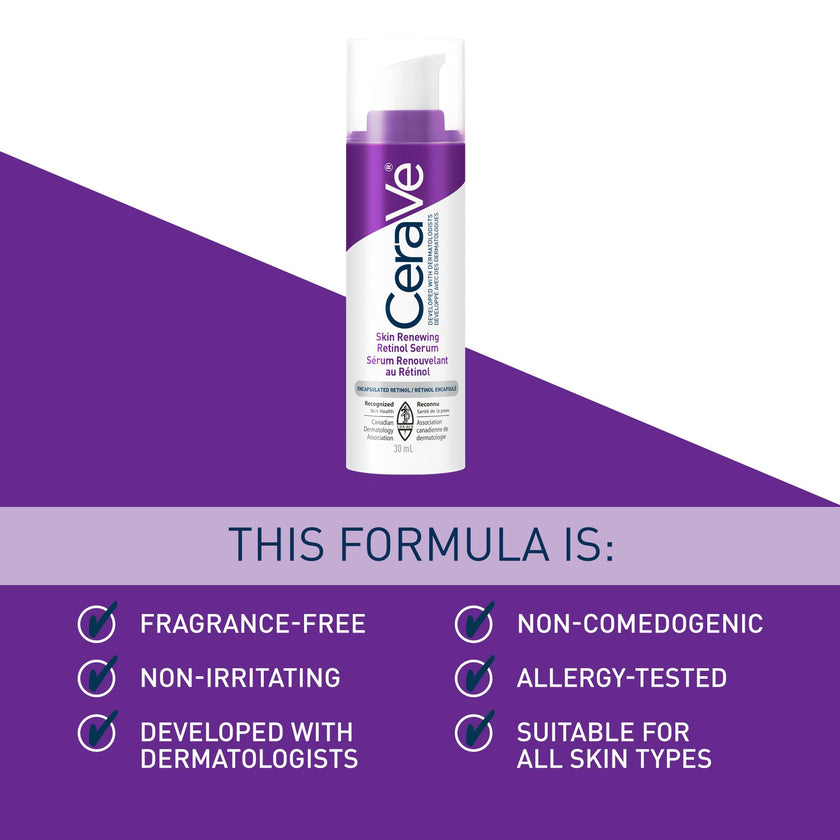 CeraVe Retinol Serum for Face, Skin Renewing Retinol & Hyaluronic Acid Serum for Men & Women. Anti Aging to Improve Appearance of Fine Lines & Wrinkles. Fragrance-Free & Non-Comedogenic. 30mL 🍁 All In One Marketplace Canada