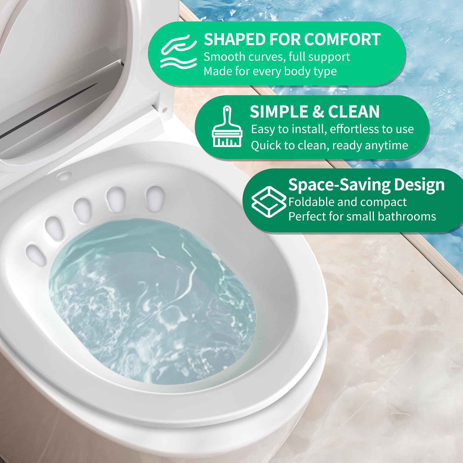 RUGUO Sitz Bath, Sitz Bath for Hemorrhoids - Sitz Bath for Toilet Seat - Sitz Bath for Postpartum Care, Sits Bath Kit for Women, Collapsible, Wider Seating Area, Deeper Bowl 🍁 All In One Marketplace Canada