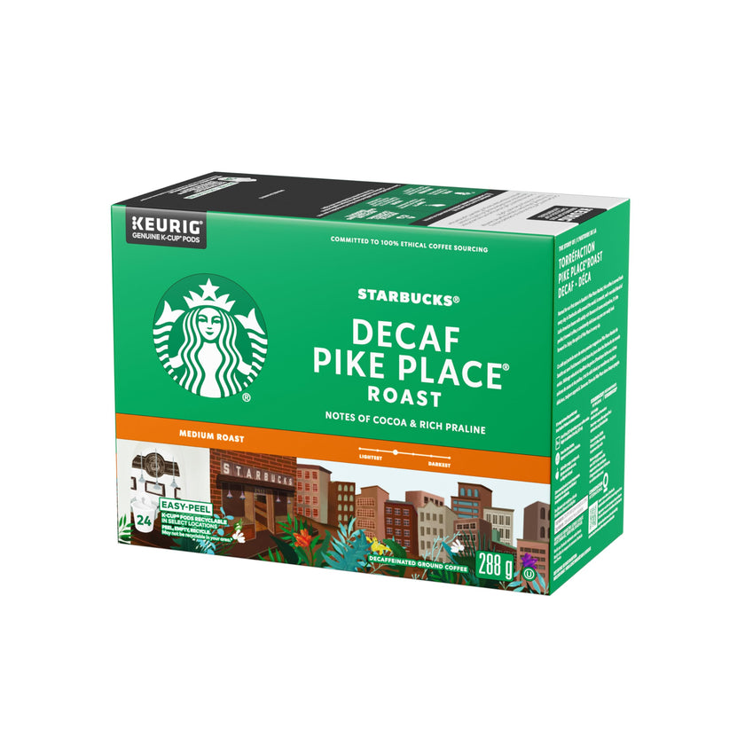 STARBUCKS Pike Place Decaf Roast Medium Roast Ground Coffee K-Cup Pods Box, 288 g 🍁 All In One Marketplace Canada