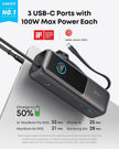 Anker Laptop Power Bank, 25,000mAh Portable Charger with Triple 100W USB-C Ports, Built-in Retractable Cables, Flight-Approved for Travel, iPhone 17/16 Series, MacBook, Samsung, and More 🍁 All In One Marketplace Canada