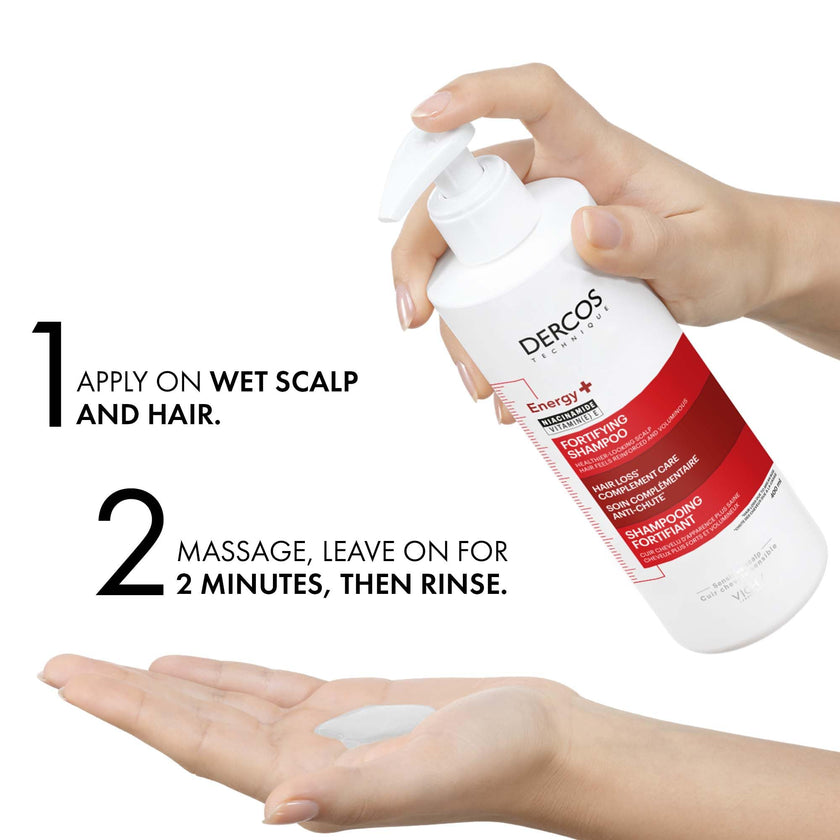 Vichy Fortifying Shampoo, Dercos Energy+ Hair Shampoo with Niacinamide & Vitamin E to Protect, Fortify, Thicken, & Strengthen Hair. Reduce Frizz and Hair Breakage. Recommended by Dermatologists, 400mL 🍁 All In One Marketplace Canada