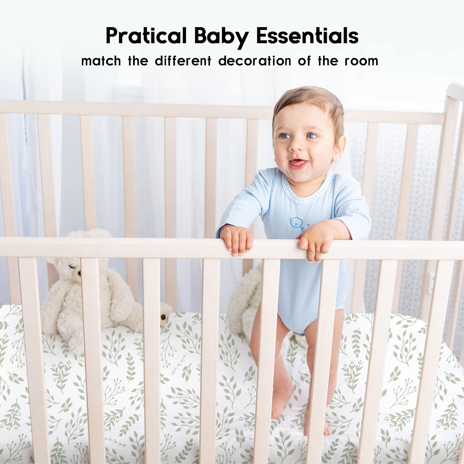 Yoofoss Baby Crib Sheets for Boys Girls, Fitted Crib Sheet 2 Pack for Standard Crib and Toddler Mattress, Super Soft Microfiber Baby Sheet 28x52x8in(Green+Leaf) 🍁 All In One Marketplace Canada