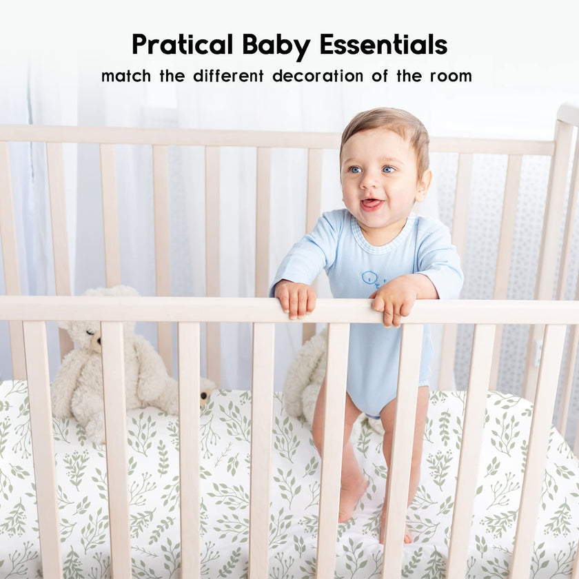 Yoofoss Baby Crib Sheets for Boys Girls, Fitted Crib Sheet 2 Pack for Standard Crib and Toddler Mattress, Super Soft Microfiber Baby Sheet 28x52x8in(Green+Leaf) 🍁 All In One Marketplace Canada