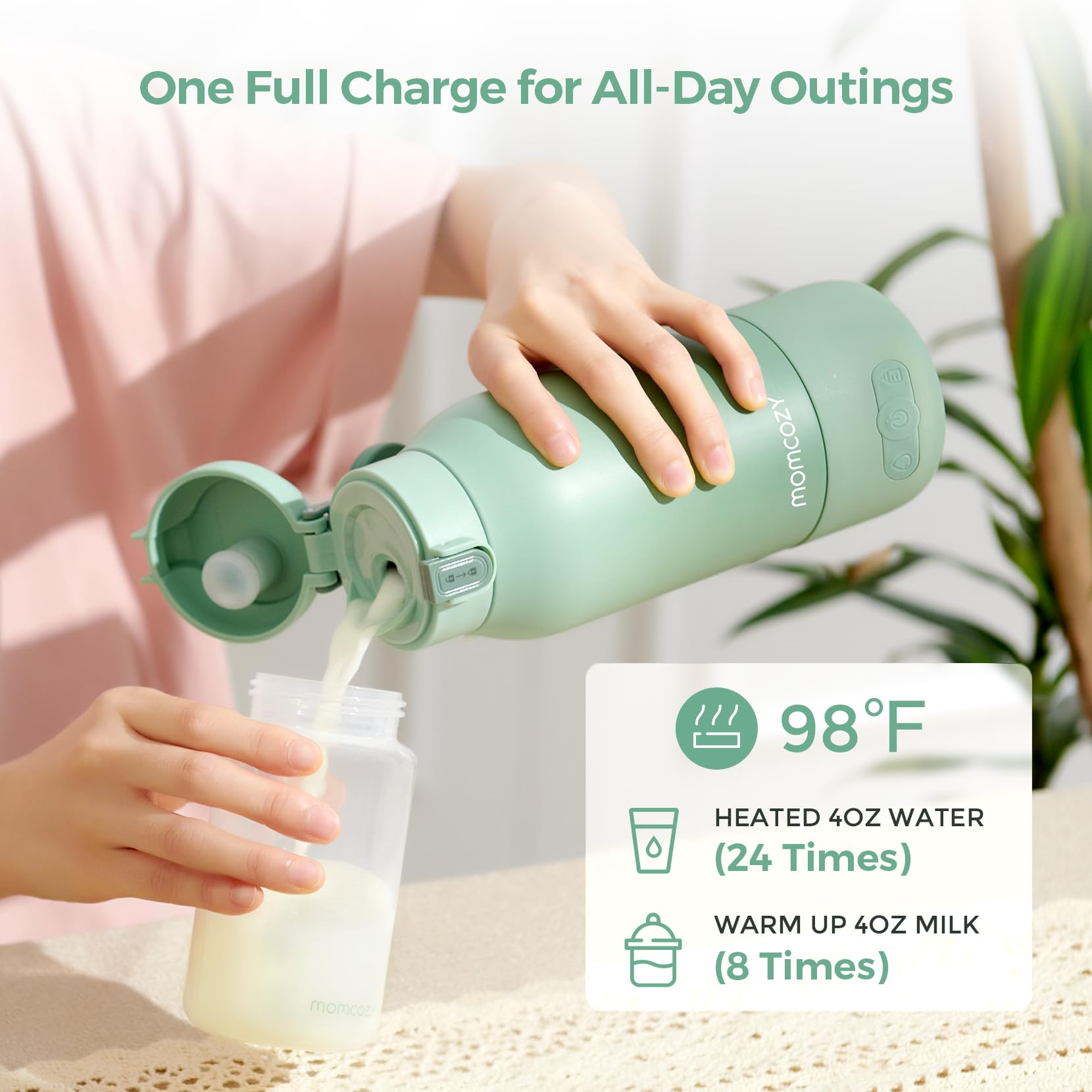 Momcozy Portable Milk Warmer for Travel – Dual Heating for Breast Milk & Water, Fast Heating, Long Battery Life, 17 oz Large Capacity for All-Day Feeding Convenience 🍁 All In One Marketplace Canada