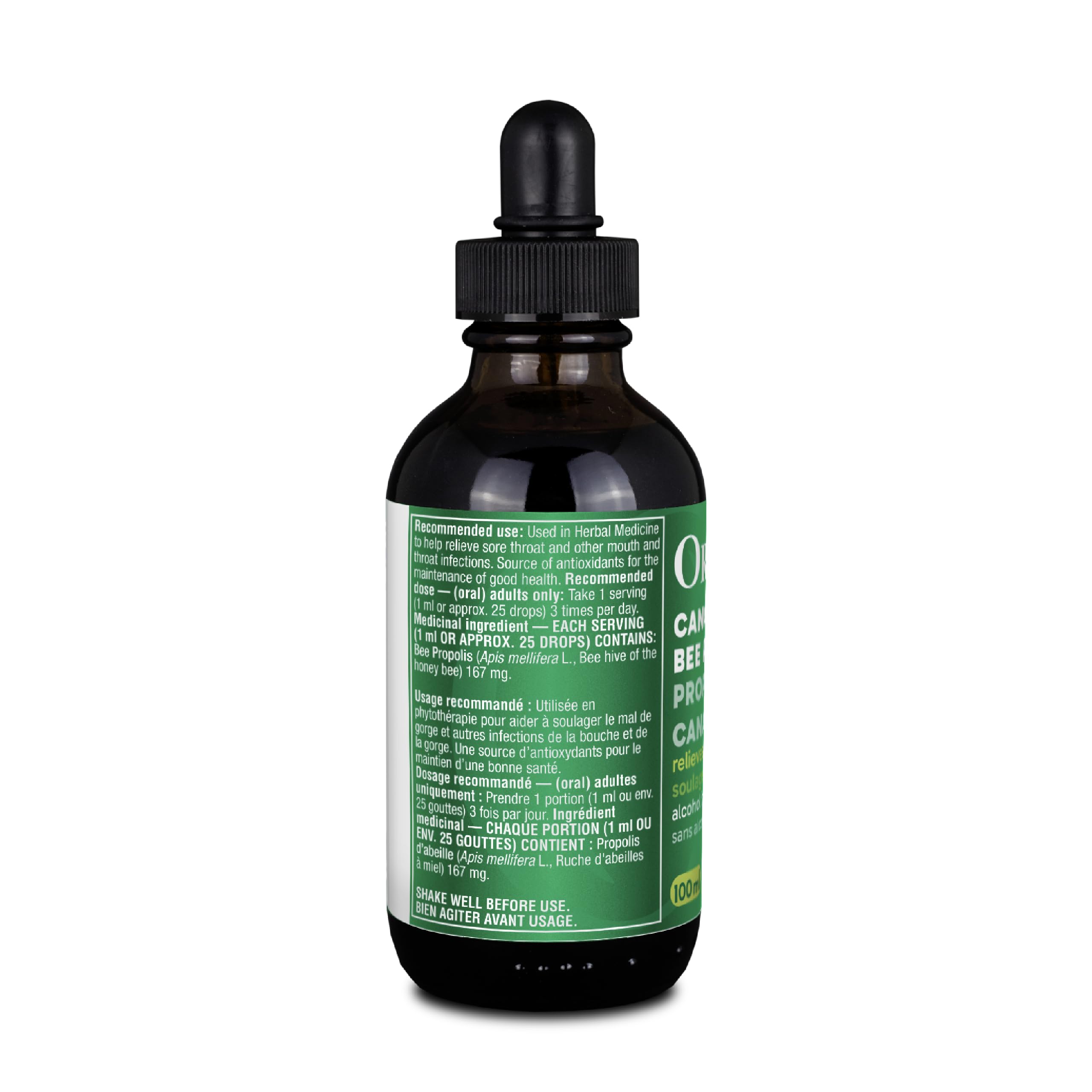 Organika Canadian-Made Bee Propolis Liquid- Natural Immune Support, Sore Throat Relief, Antioxidant, Alcohol-Free- 100 ml 🍁 All In One Marketplace Canada