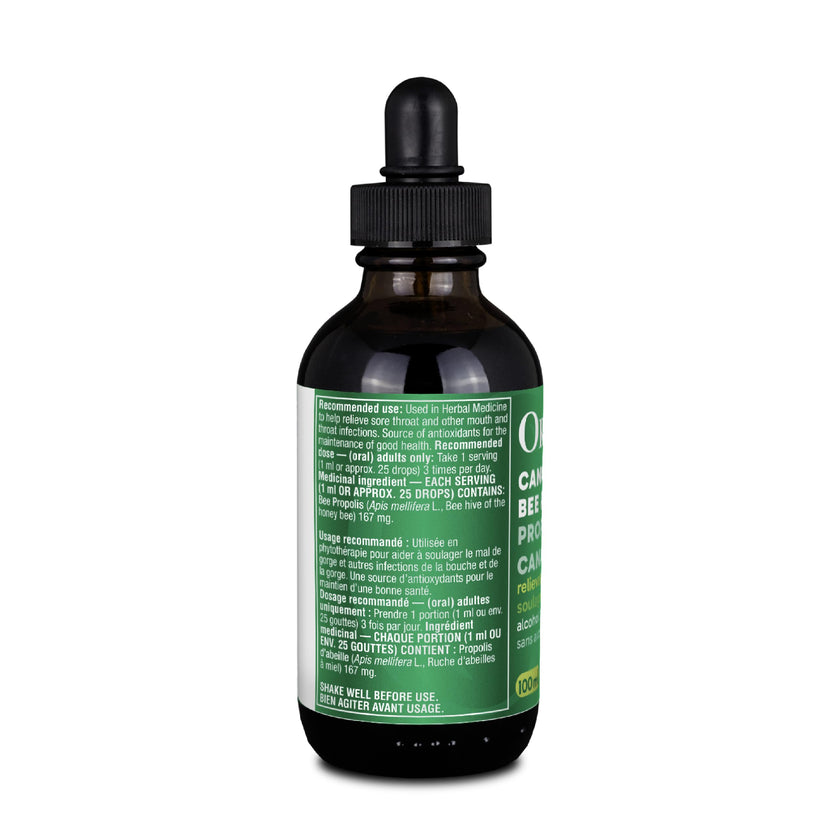 Organika Canadian-Made Bee Propolis Liquid- Natural Immune Support, Sore Throat Relief, Antioxidant, Alcohol-Free- 100 ml 🍁 All In One Marketplace Canada
