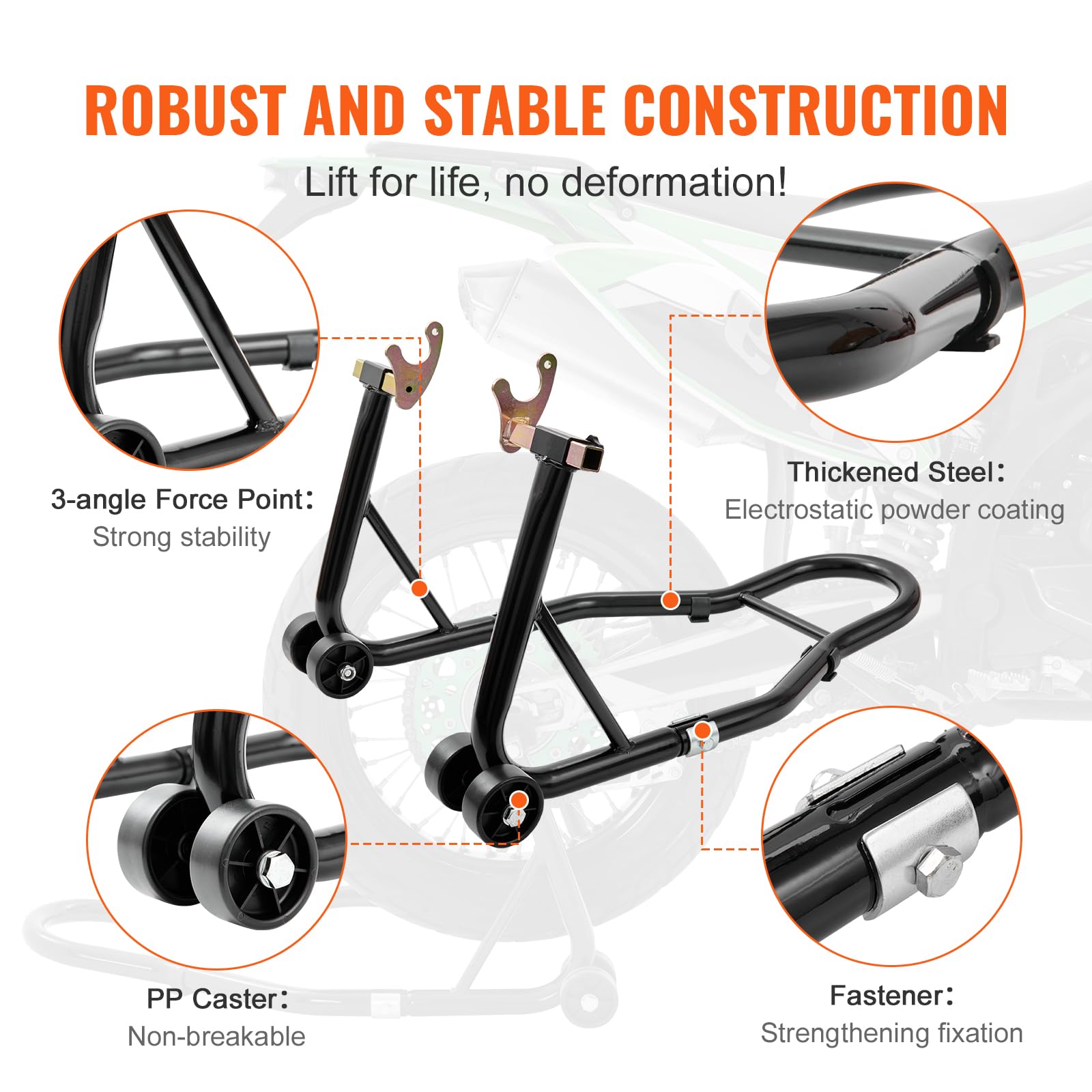 VEVOR Motorcycle Stand Lift, 850lbs Front Rear Combo Stand Lift Stand, Front and Rear Wheel Fork Stand, U+L Fork Swingarm Spool, Compatible with Most Yamaha Honda Kawasaki Suzuki Motorcycles, Black 🍁 All In One Marketplace Canada