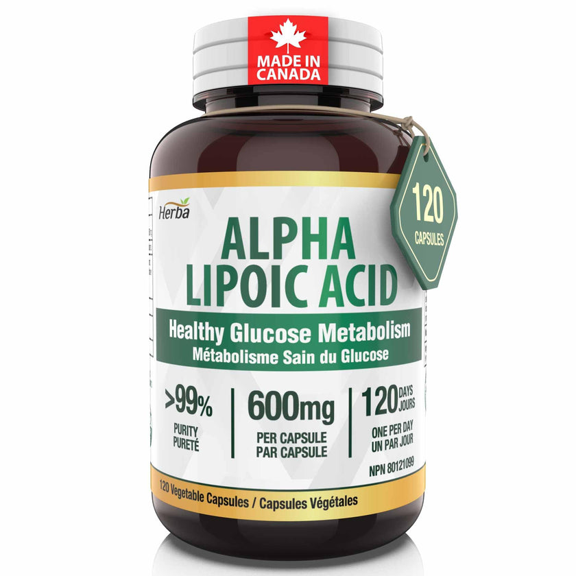 Herba Alpha Lipoic Acid 600mg – 120 Capsules | >99% Ultra Pure | Made in Canada | Blood Sugar Support Supplement 🍁 All In One Marketplace Canada