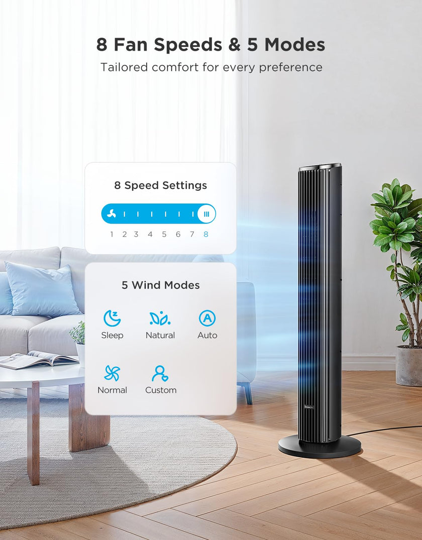GoveeLife Black Tower Fan for Bedroom, 36