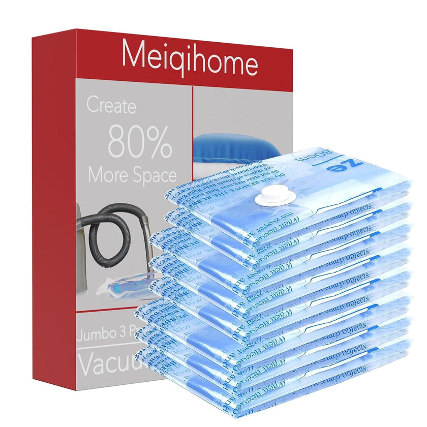 Vacuum Storage Bags 8 Medium, Space Saver Sealer Bags, Airtight Compression Bags for Clothes, Pillows, Comforters, Blankets, Bedding 🍁 All In One Marketplace Canada