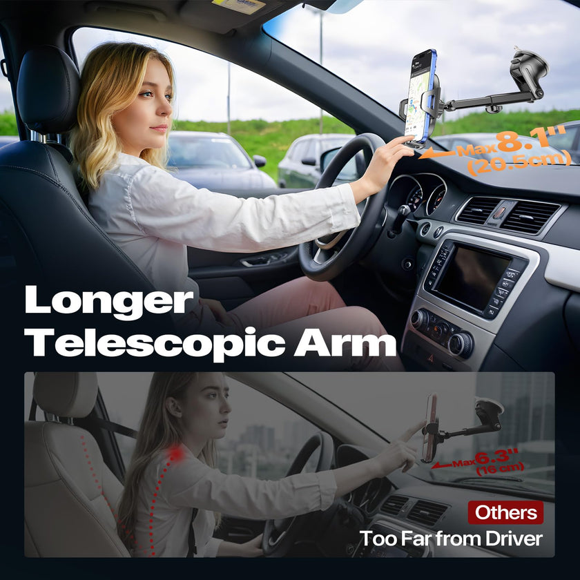 Miracase Phone Holder for Your Car, GPS Vehicle Mounts with Suction Cup Base & Vent Hook, Long Adjustable Arm & 360° Rotation for Multiple Viewing Angles, Compatible with 4-7.2 Inch Phones 🍁 All In One Marketplace Canada