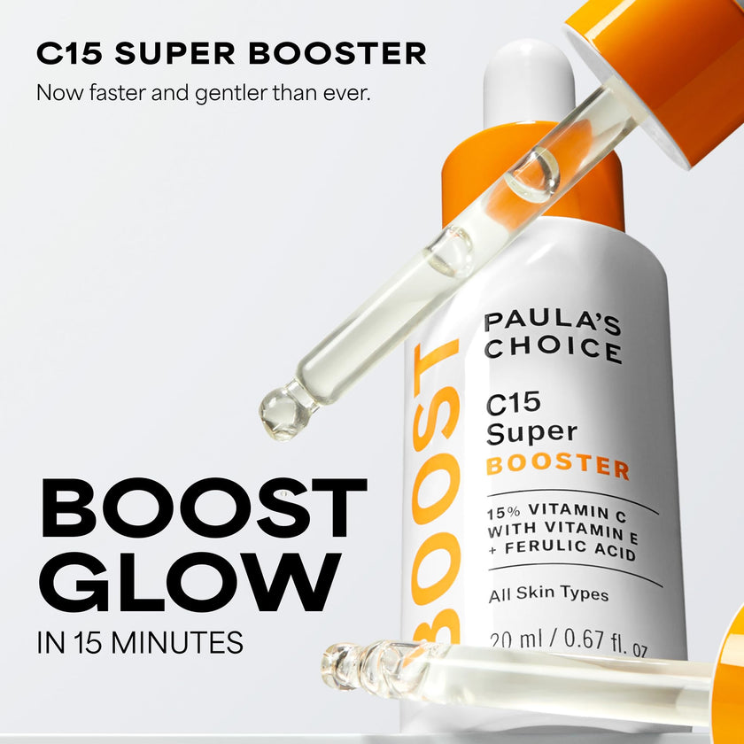 Paula's Choice C15 Super Booster, 15% Vitamin C with Vitamin E & Ferulic Acid, Brightening Serum for Discolouration, Dark Spots & Wrinkles, Fragrance-Free, 20 mL 🍁 All In One Marketplace Canada