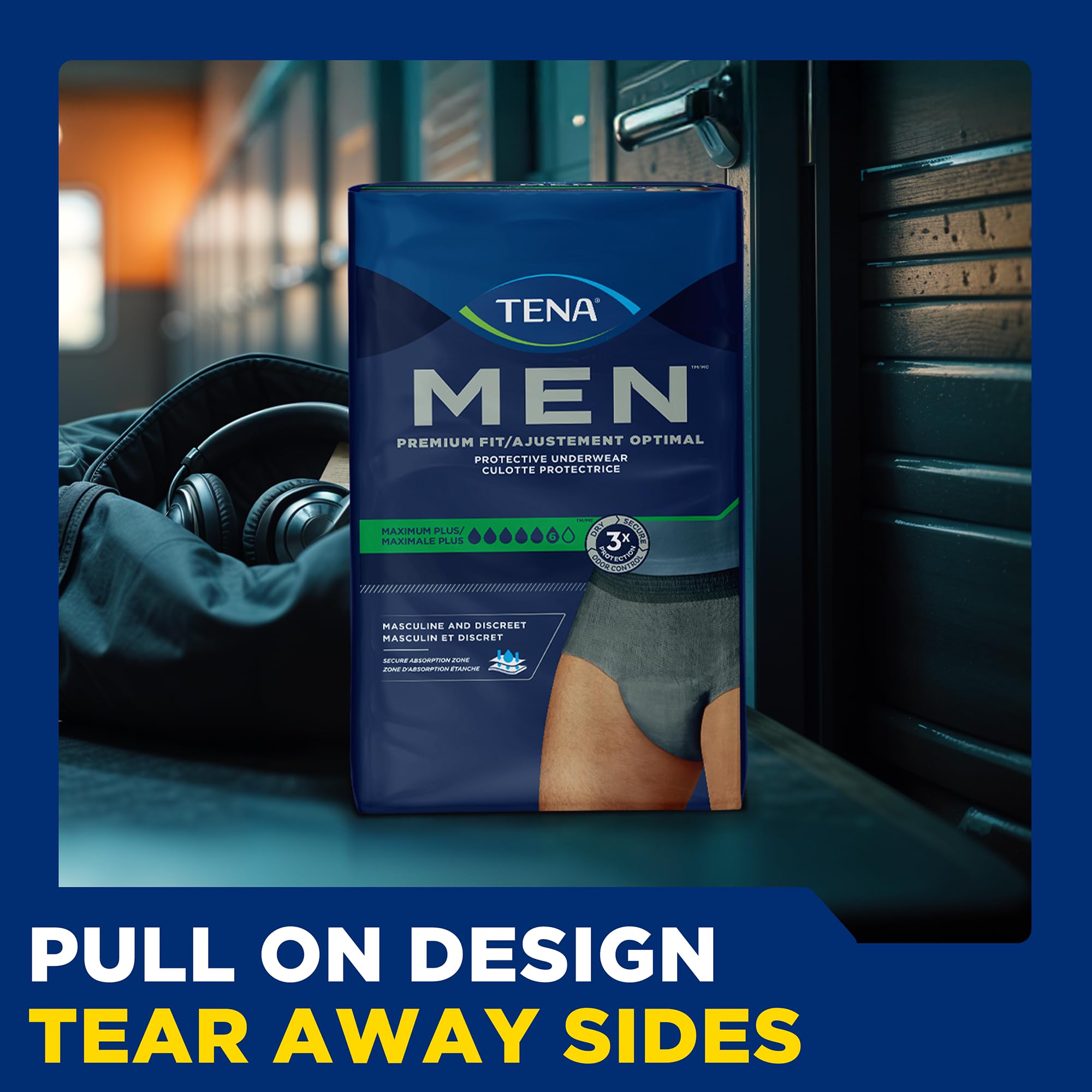 TENA Men Maximum Plus Incontinence Underwear, S/M 29-40in, Grey, 18 ct 🍁 All In One Marketplace Canada