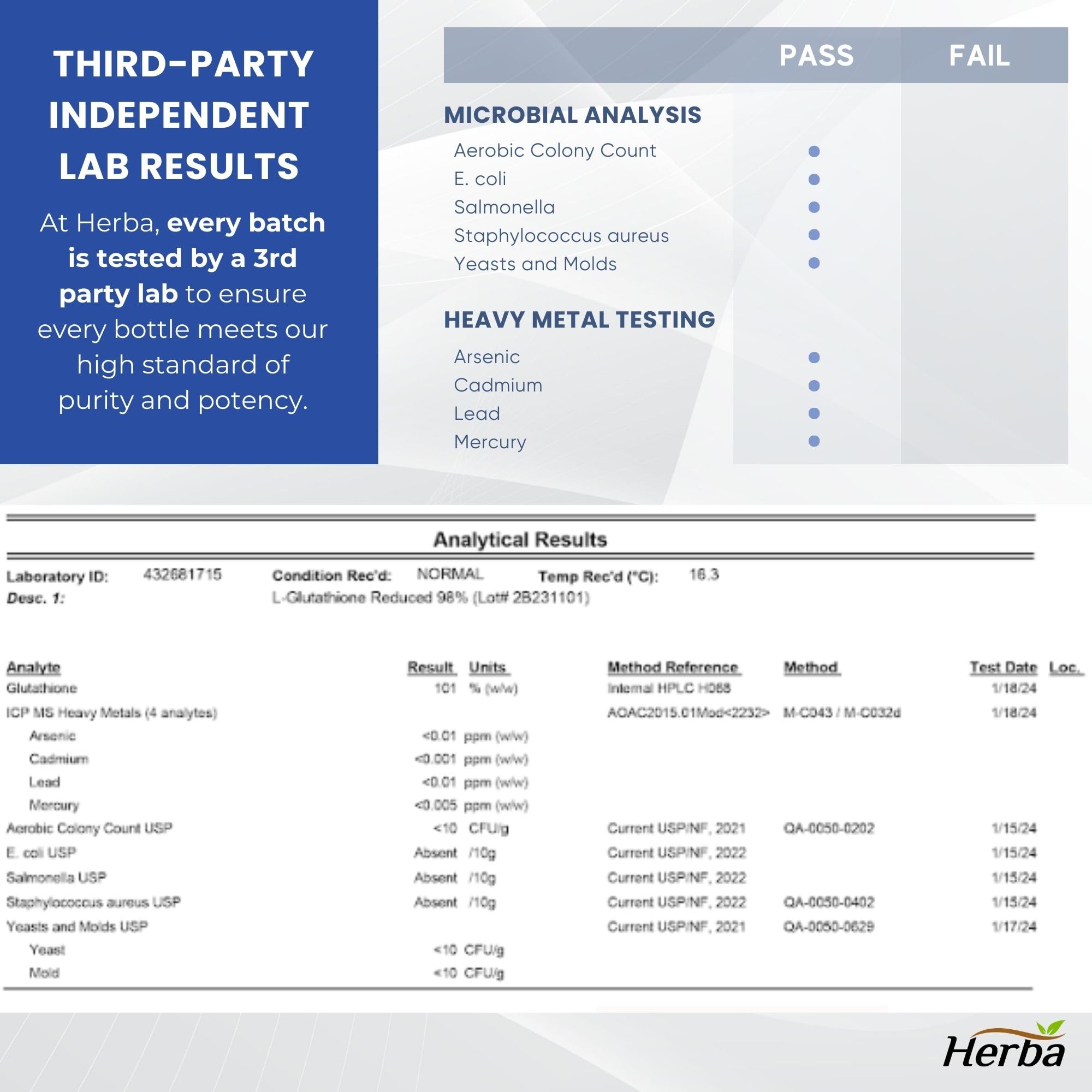 Herba Glutathione Supplement 500mg - 60 Vegetable Capsules | L Glutathione Reduced Active Form | Super Glutathione 500mg Capsule for Antioxidants | >98.5% Purity | Made in Canada 🍁 All In One Marketplace Canada