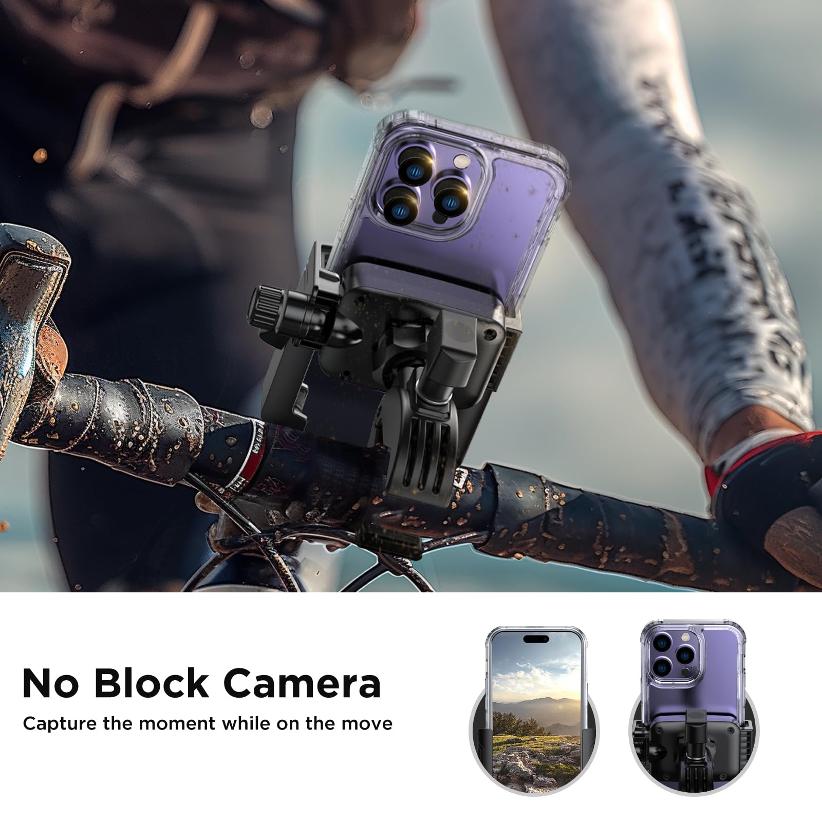 Miracase Bike Motorcycle Phone Holder, [1s Quick Lock] Bicycle Phone Mount Handlebar Cell Phone Clamp for Scooter, Compatible with iPhone Samsung Google 🍁 All In One Marketplace Canada
