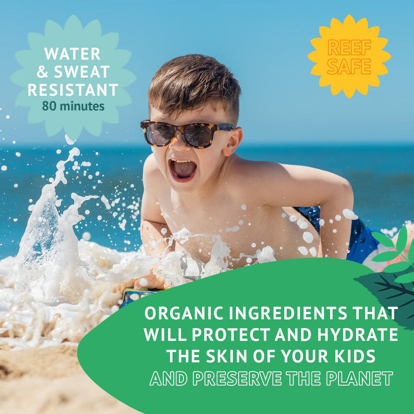 Green Beaver SPF 40 Sport Sunscreen for Kids, 100% Natural Lotion, Reef Safe, Mineral made with Organic Ingredients, Broad-Spectrum UVA and UVB Sun Protection, Water and Sweat resistant, Benzene-free, Hypoallergenic and Hydrating for the Skin, 90ml