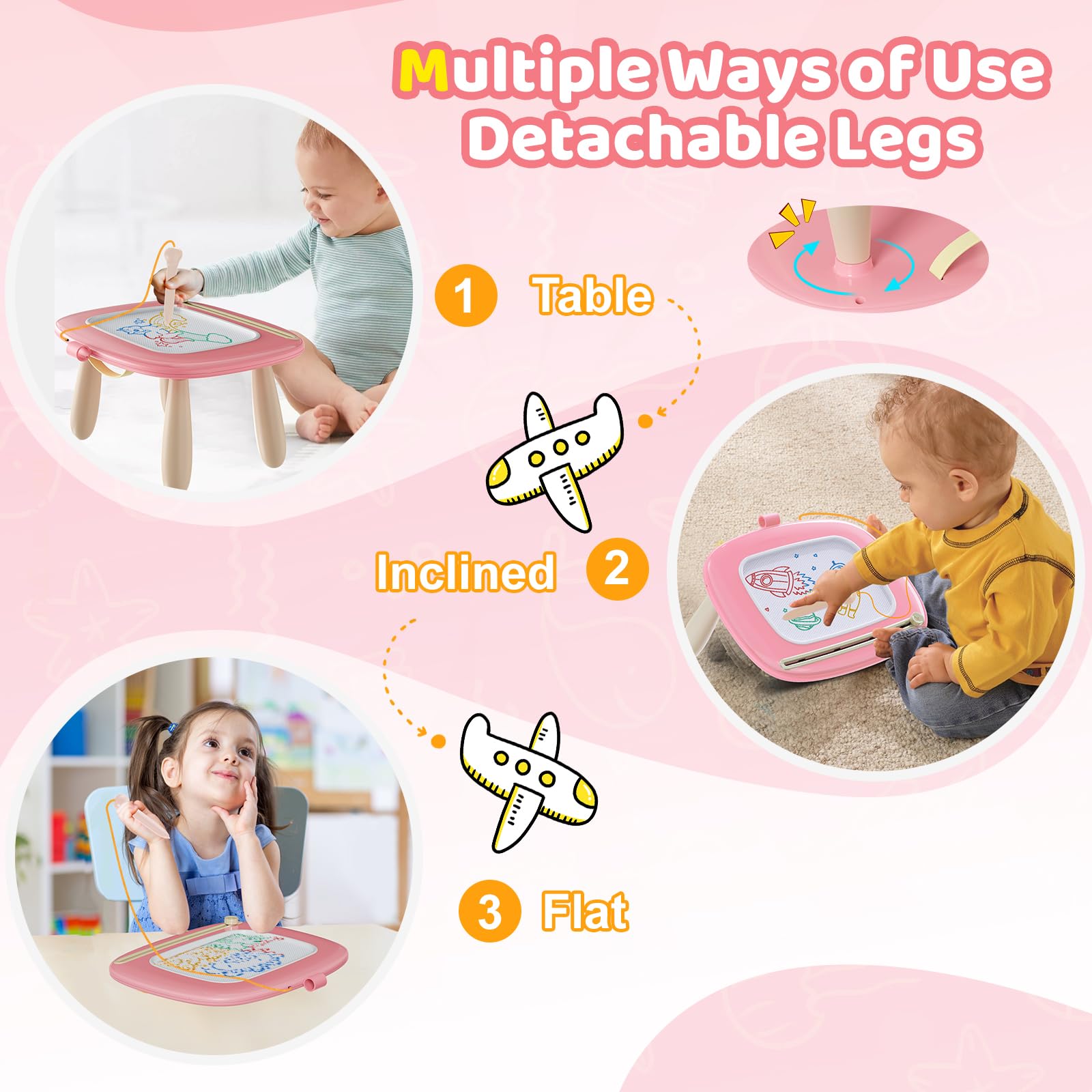 Kikidex Girl Toys Age 1-3 Magnetic Drawing Board, Gifts for 1 2 3 Year Old Toddlers Birthday, Doodle Board for Preschool Learning and Educational Erasable Sketching Pad(Soft Pink) 🍁 All In One Marketplace Canada