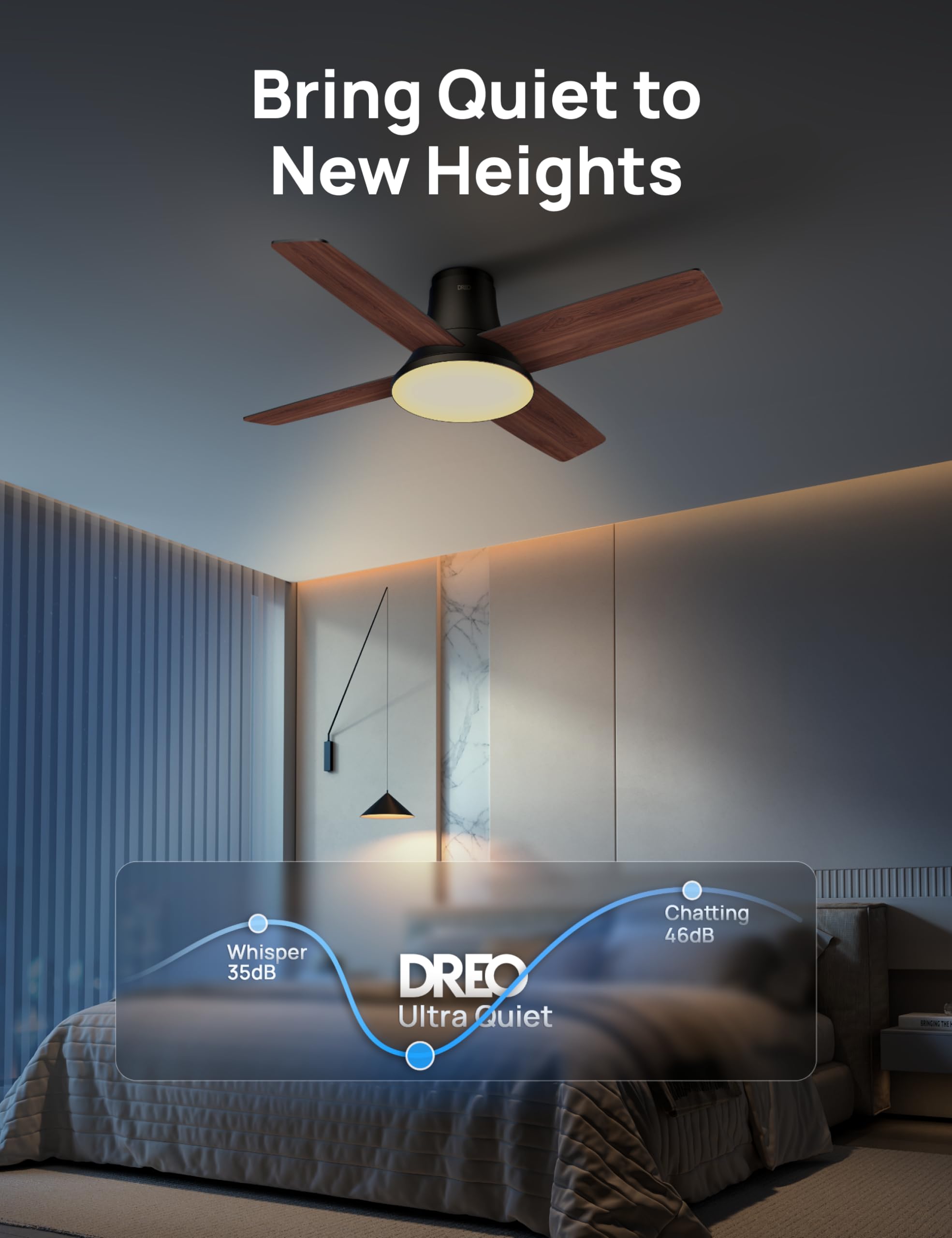 Dreo Ceiling Fans with Lights, 12 Speeds & 3 Fan Modes, Quiet DC Motor, Low Profile Easy to Install, Flush Mount Smart Ceiling Fan with Dimmable LED, 12H Timer for Bedroom, Remote, Black, 44'' 🍁 All In One Marketplace Canada