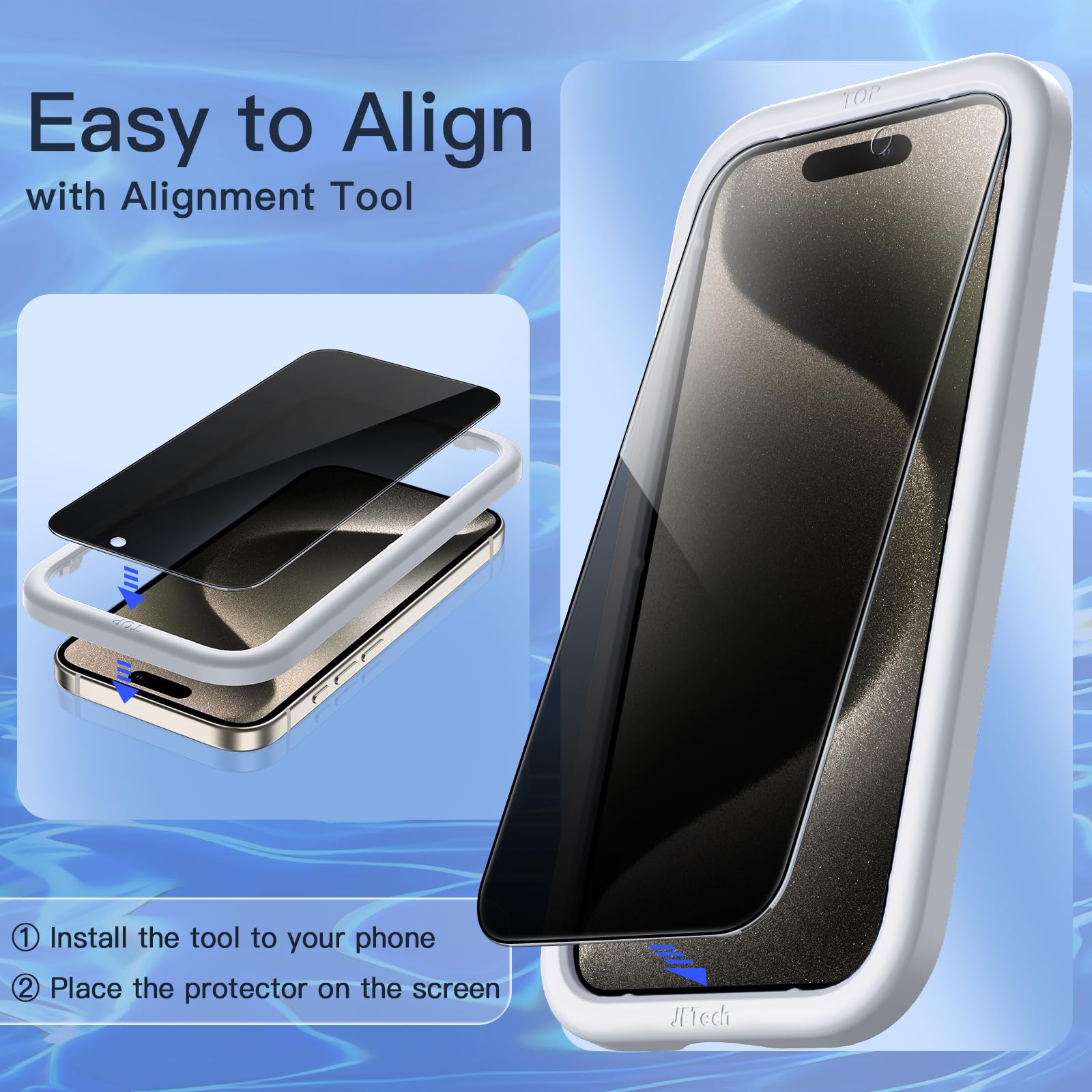 JETech Privacy Screen Protector for iPhone 15 Pro Max 6.7-Inch, Anti-Spy Tempered Glass Film with Easy Installation Tool, 2-Pack 🍁 All In One Marketplace Canada