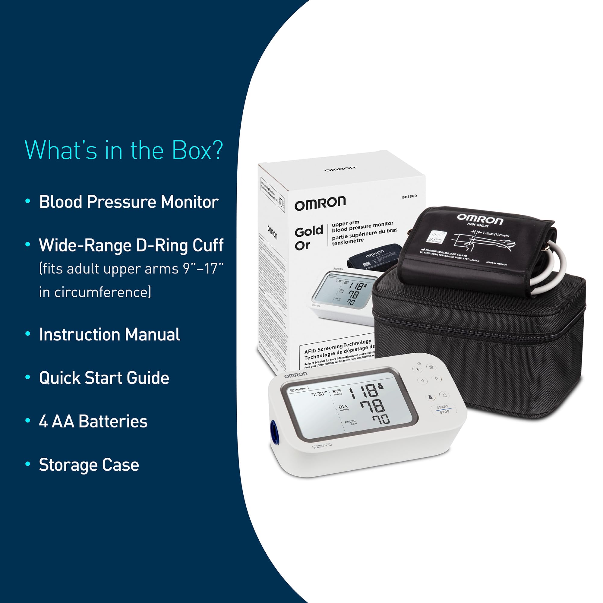 OMRON Gold Upper Arm Blood Pressure Monitor - Clinically Validated Blood Pressure Arm Cuff - Use OMRON Connect App for Unlimited Measurements 🍁 All In One Marketplace Canada