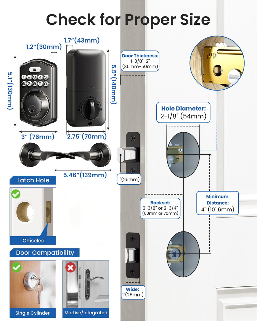 Veise KS01B Keypad Door Lock with 2 Lever Handles Set, Matte Black 🍁 All In One Marketplace Canada