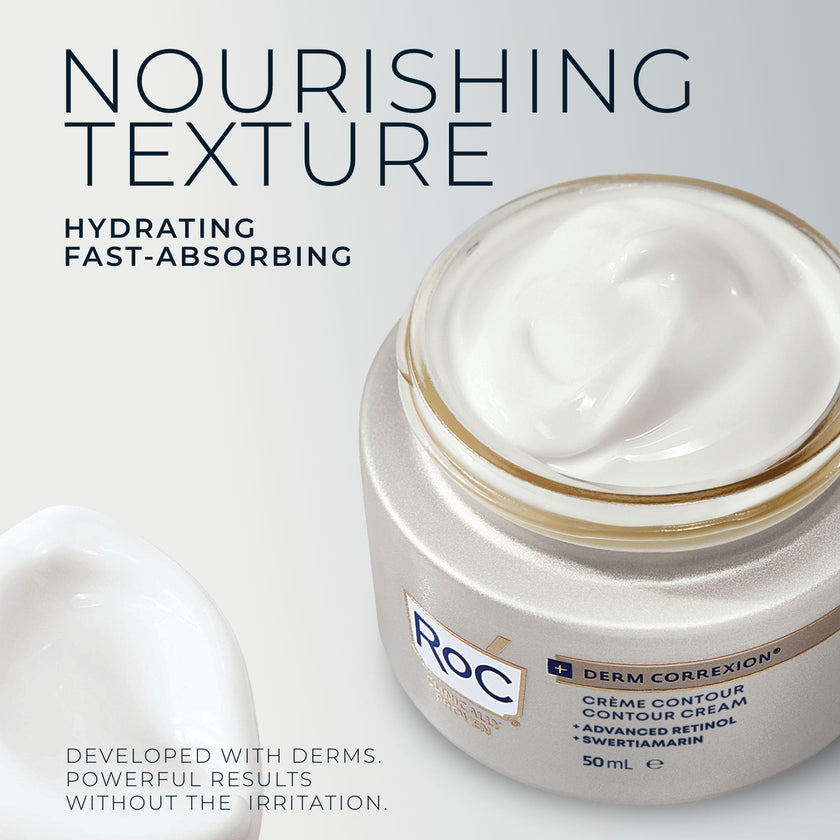 RoC Derm Correxion® Neck Cream with Hyaluronic Acid and Advanced Retinol to visibly Tighten & Lift Horizontal Neck Lines, Facial Moisturiser to Contour Face, Neck and Jawline, 50ML 🍁 All In One Marketplace Canada