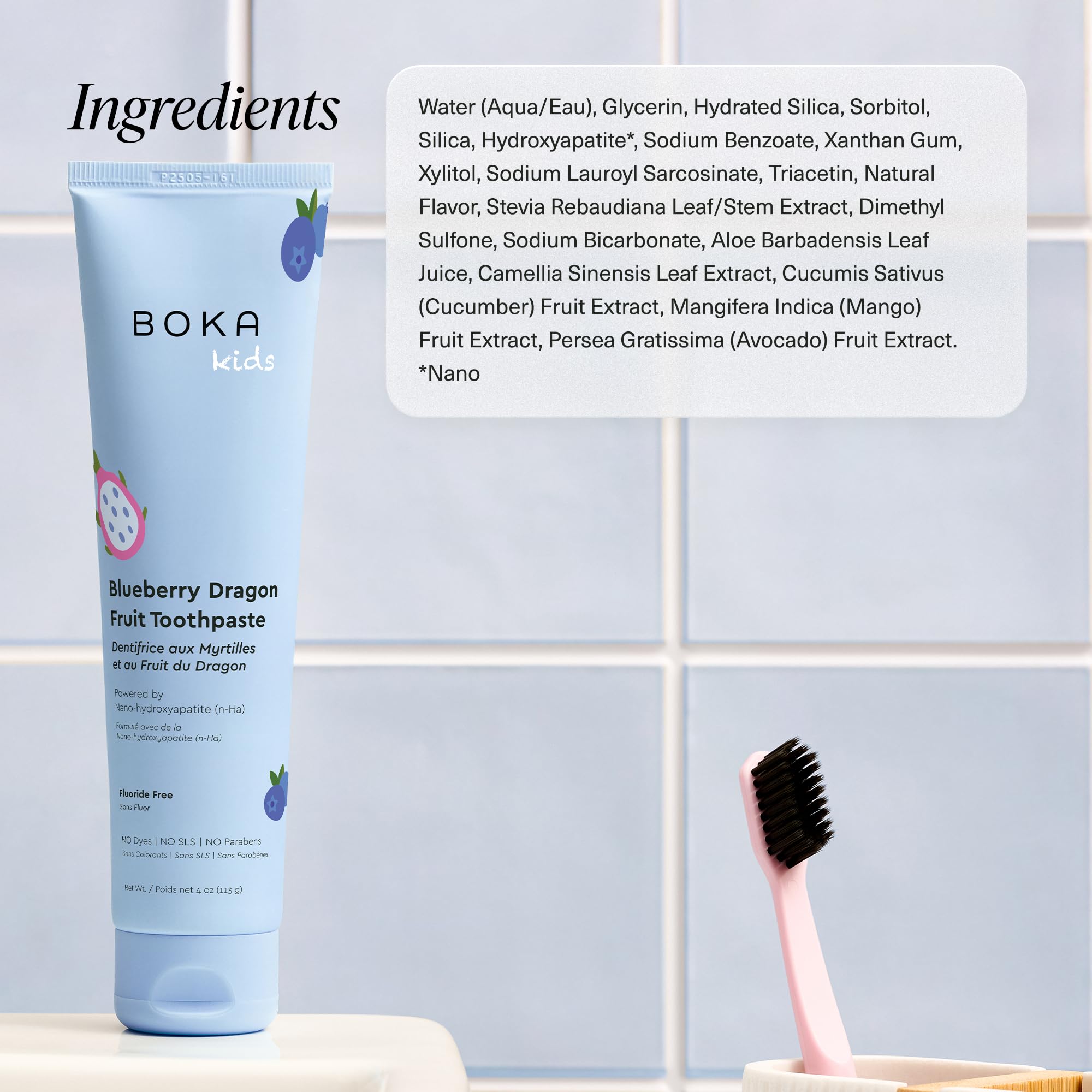 Boka Fluoride Free Toothpaste Nano Hydroxyapatite Toothpaste - Blueberry Dragon Fruit Flavor, 4 oz 1Pk US Manufactured 🍁 All In One Marketplace Canada