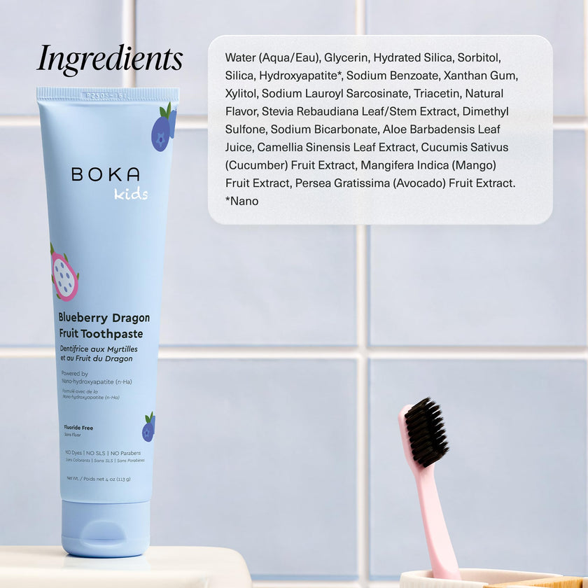 Boka Fluoride Free Toothpaste Nano Hydroxyapatite Toothpaste - Blueberry Dragon Fruit Flavor, 4 oz 1Pk US Manufactured 🍁 All In One Marketplace Canada