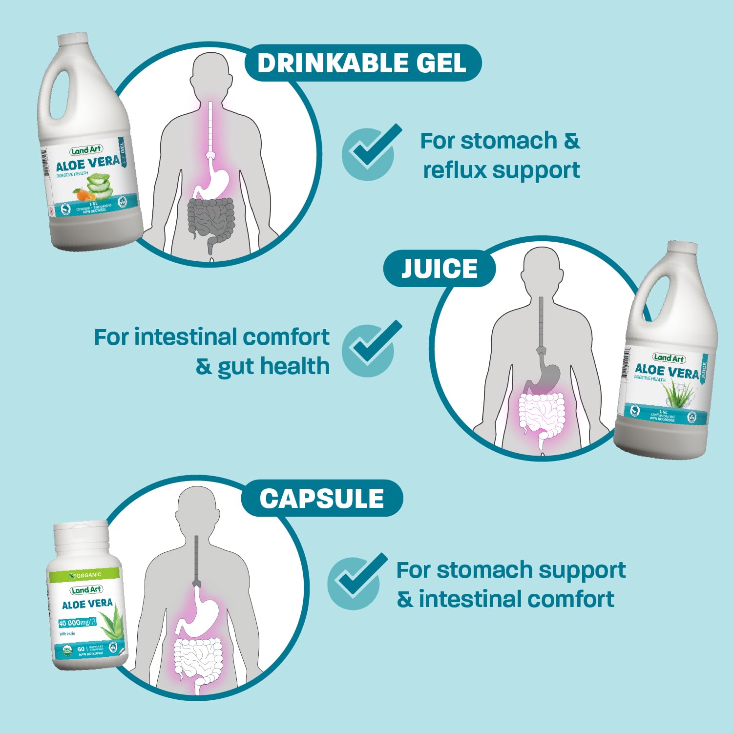 Aloe Vera Drinkable Gel, Orange, Heartburn & Acid Reflux, 1,5 L 🍁 All In One Marketplace Canada
