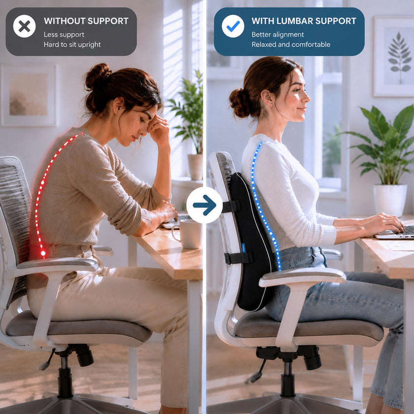 QUTOOL Lumbar Support Pillow for Office Chair, High-Density Memory Foam Back Cushion with Dual Adjustable Straps, Breathable 3D Mesh Cover, Ergonomic Back Support for Everyday Sitting 🍁 All In One Marketplace Canada